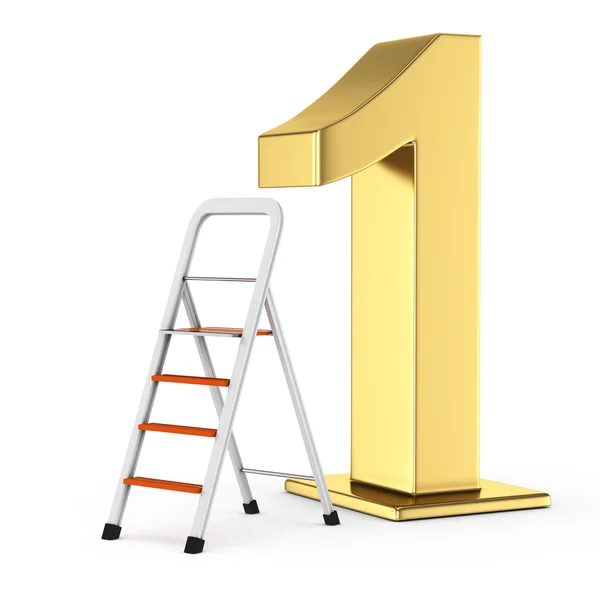 Nummer één en ladder — Stockfoto