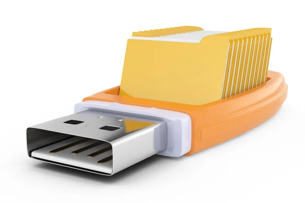 USB flash meghajtó és mappa — Stock Fotó