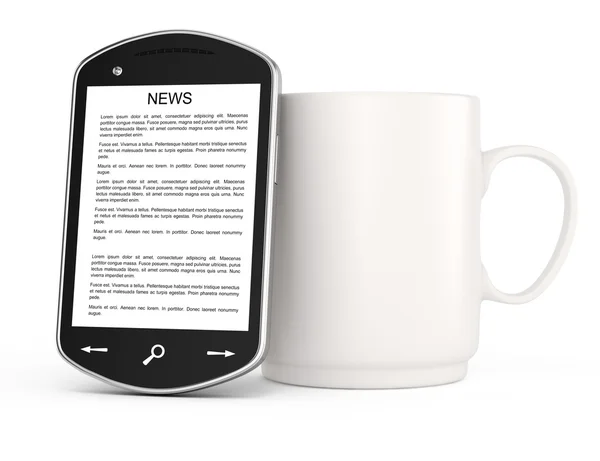 Smartphone and mug — Stock Photo, Image