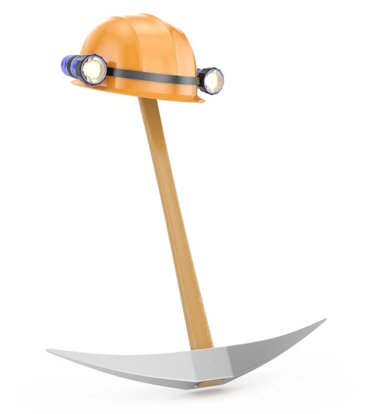 Miner's helmet and pickaxe — Stock Photo, Image