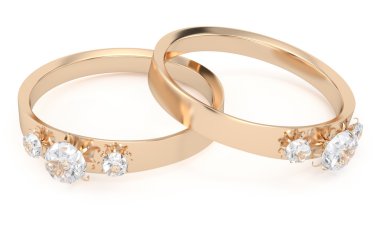iki altın yüzük Diamonds