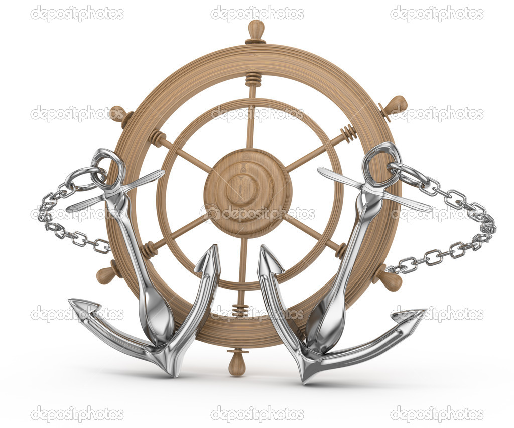 ship wheel and anchors