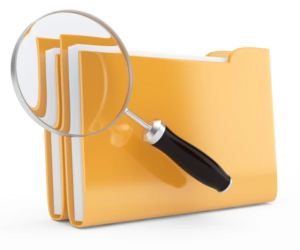 Magnifier and folders — Stock Photo, Image