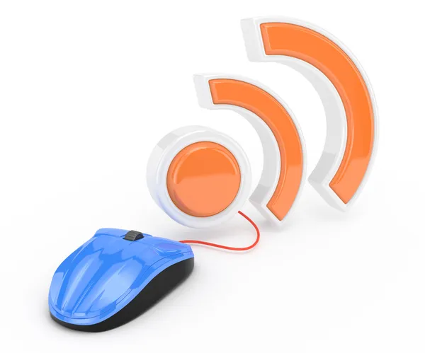 Rss simbolo e mouse — Foto Stock