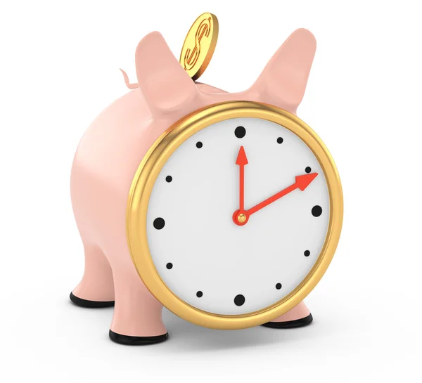 Piggybank con esfera de reloj — Foto de Stock