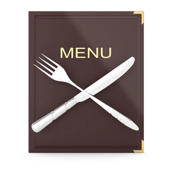 Livro de menu e talheres — Fotografia de Stock