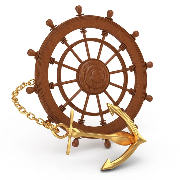 Skipshjul og gullanker – stockfoto