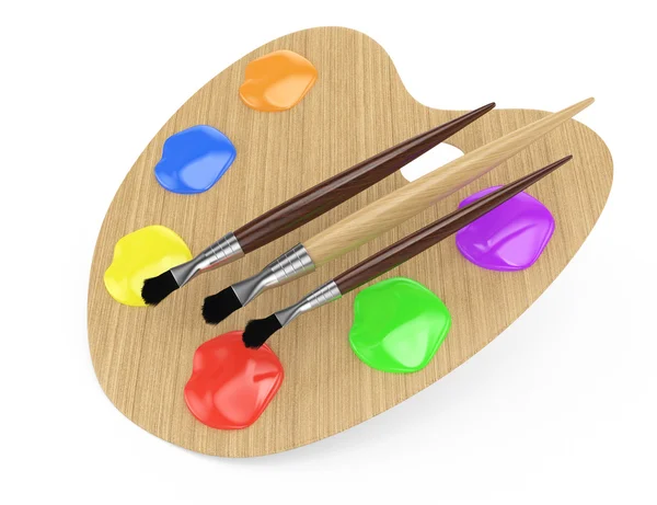 Art palette with brushes — Stock Photo, Image