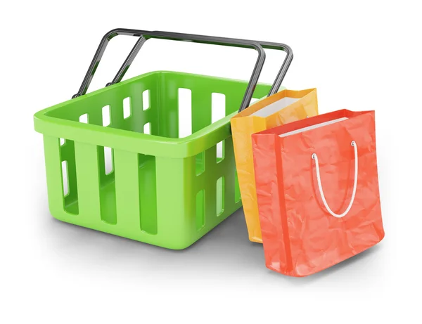 Shopping cart and bags — Stock Photo, Image