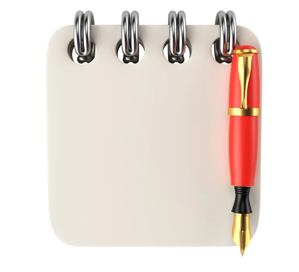 Blocco note e penna stilografica — Foto Stock