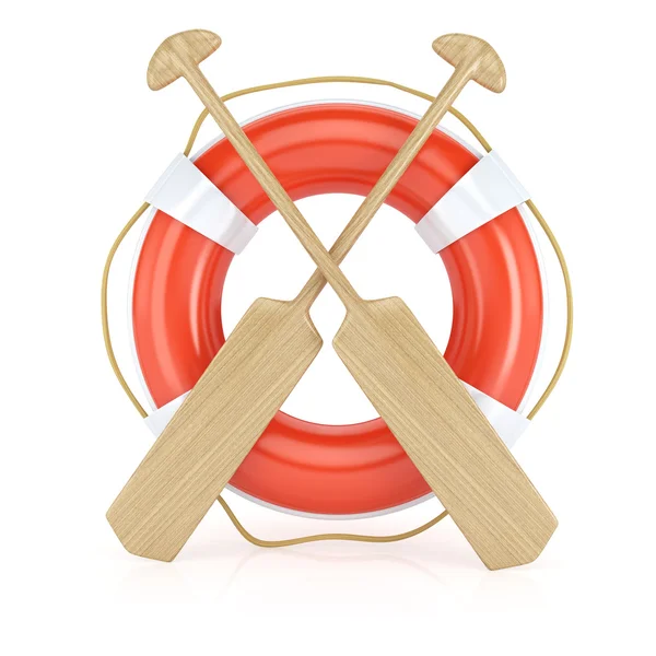 Bóia salva-vidas e remos — Fotografia de Stock