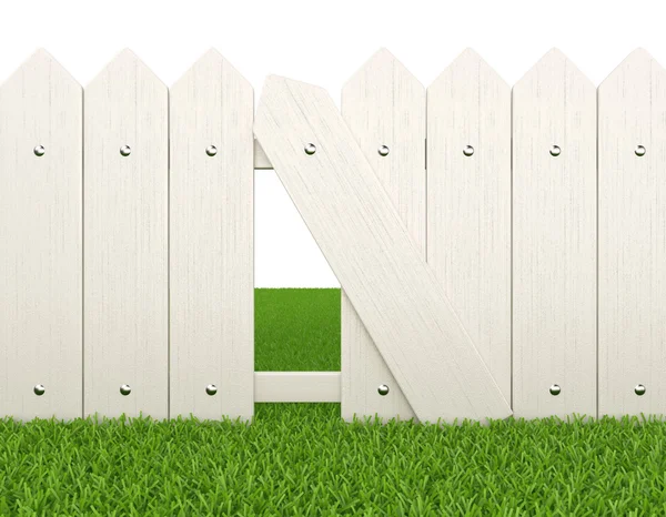 Fence on lawn — Stock Photo, Image