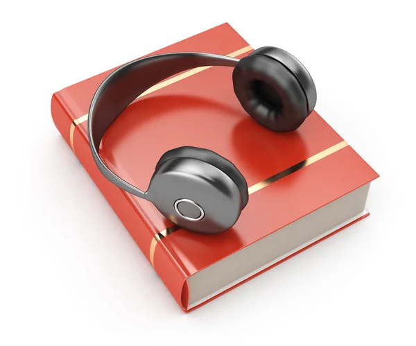 耳机和书 — 图库照片