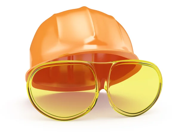 Industrial helmet and glasses — Stock Photo, Image