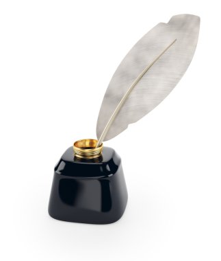 kuş tüyü ve inkwel yazma