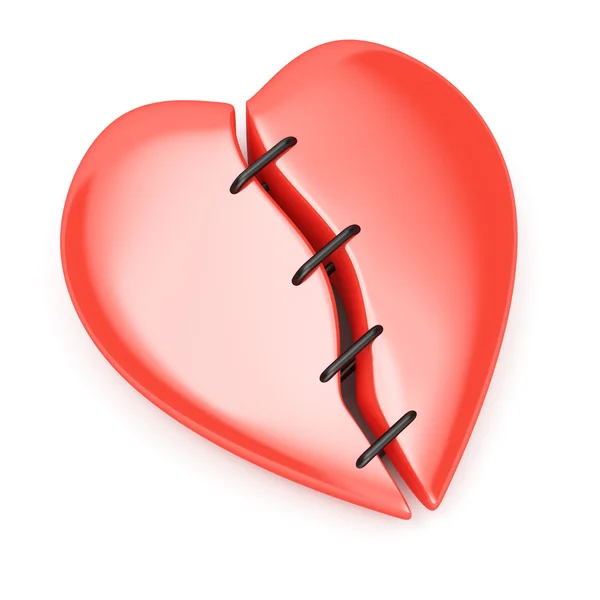 Broken heart with stitches — Stock Photo, Image