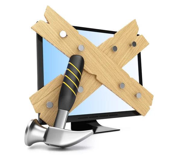 Boarded monitor — Stock Photo, Image