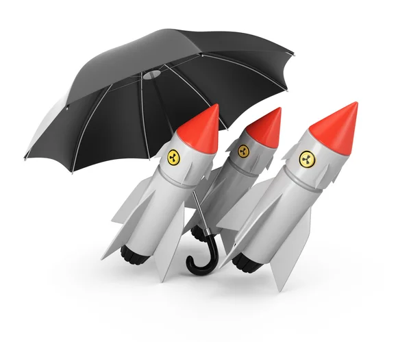 Nucleaire raketten onder paraplu — Stockfoto