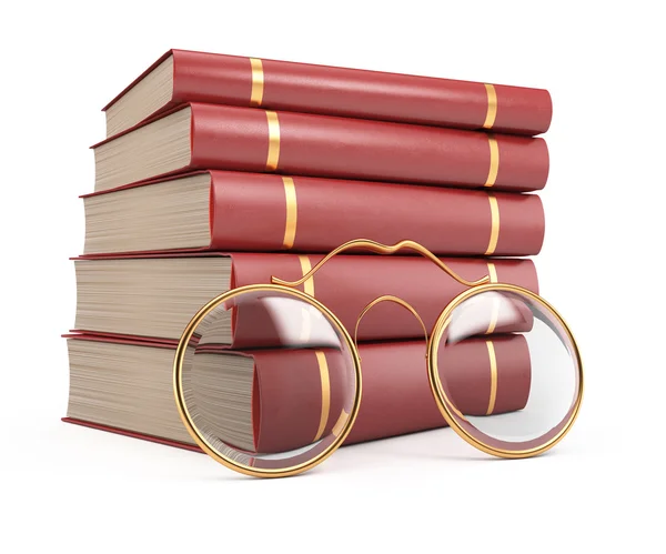 Stack of books and glasses — Stock Photo, Image