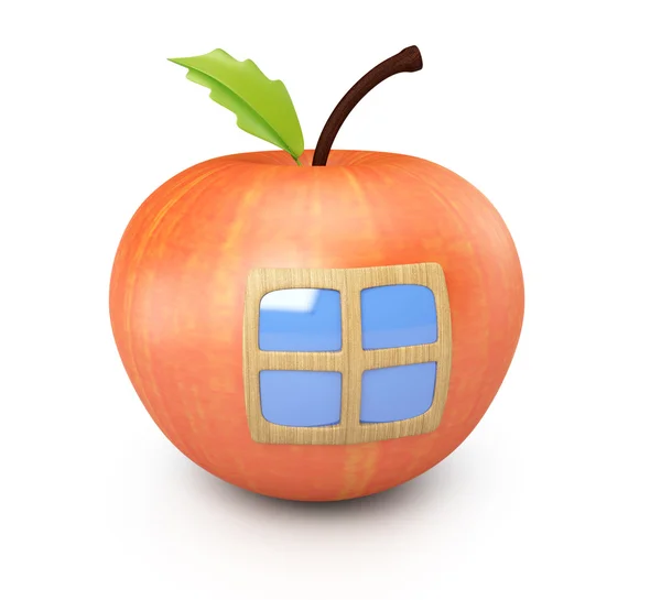 Apple with window — Stock Photo, Image