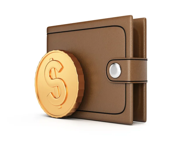 Wallet and coin — Stock Photo, Image