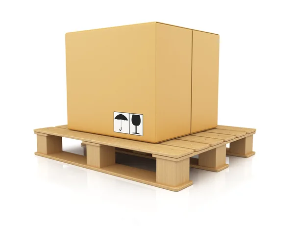 ahşap palet üzerindeki karton kutu
