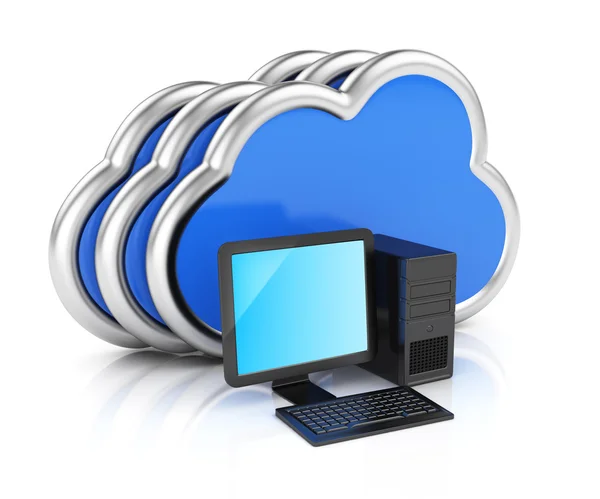 Computer desktop e cloud — Foto Stock