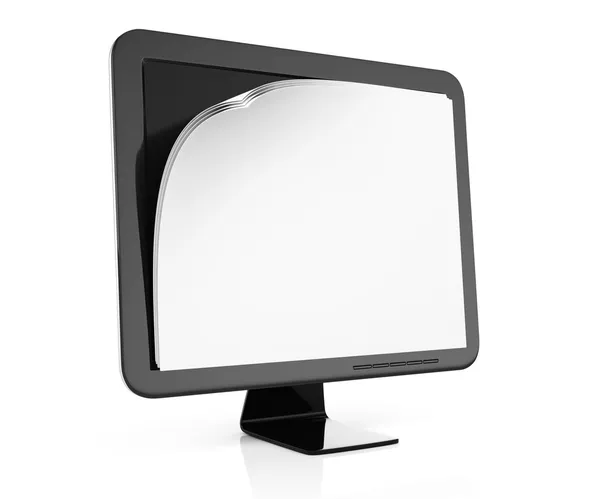 Monitor con páginas en blanco en pantalla — Foto de Stock