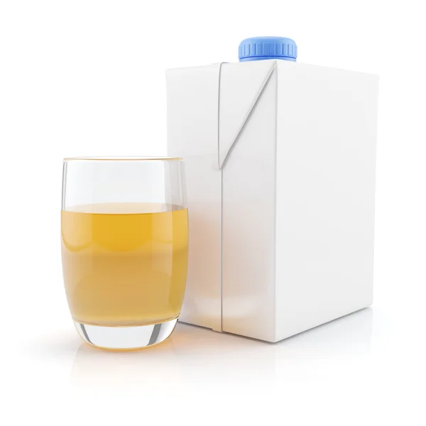 Juice pack a sklo — Stock fotografie