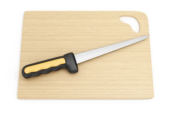 Cuchillo de filete y tabla de cortar — Foto de Stock
