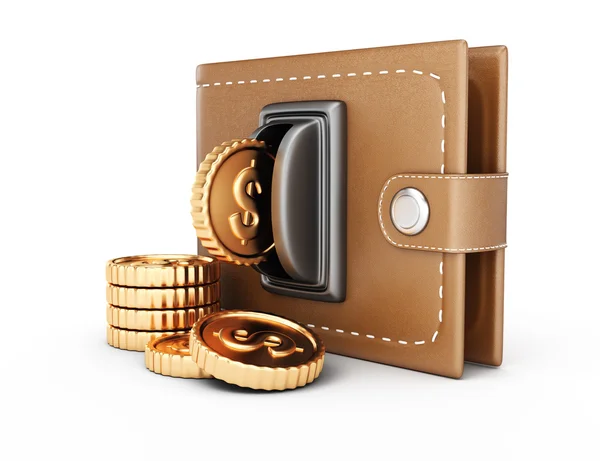Wallet and coins — Stock Photo, Image