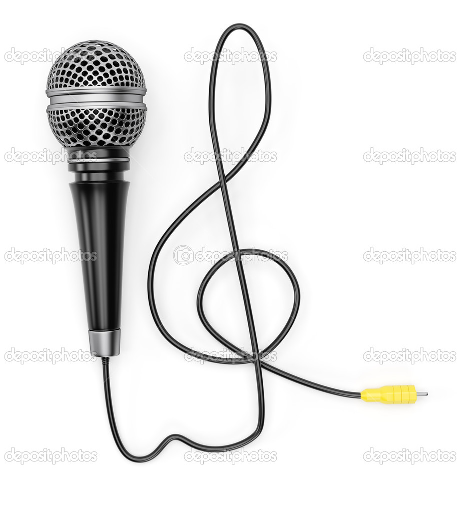 Microphone with treble clef shaped cable