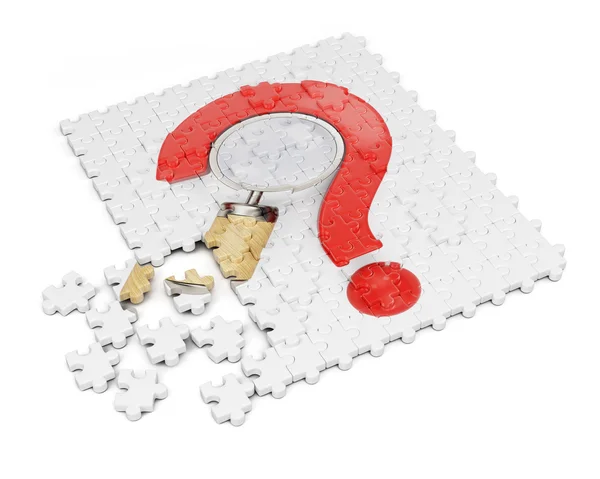 Puzzle with question mark — Stock Photo, Image