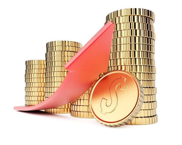 Coins and arrow — Stock Photo, Image