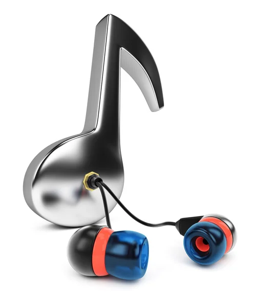 Music note with earphones — Stock Photo, Image