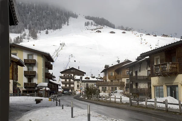 La colonisation et les pistes de ski de montagne dans les Alpes italiennes . — Photo