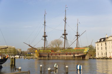 Amsterdam. prototip bir antik yelken yelkenli.