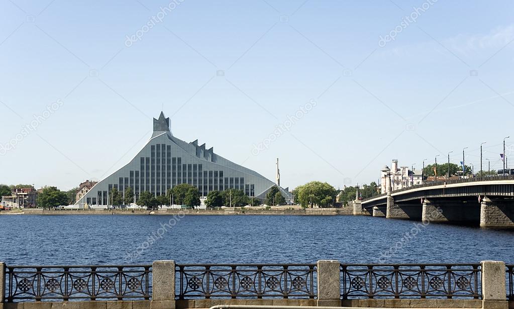 Riga. The modern building of National library.