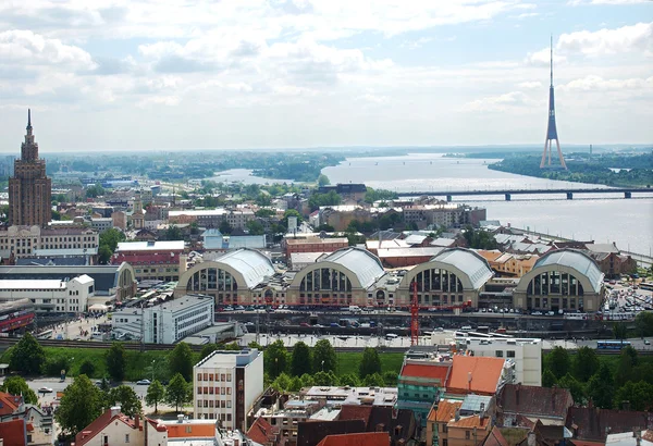 Центральный рынок Риги. Вид сверху Стоковое Изображение