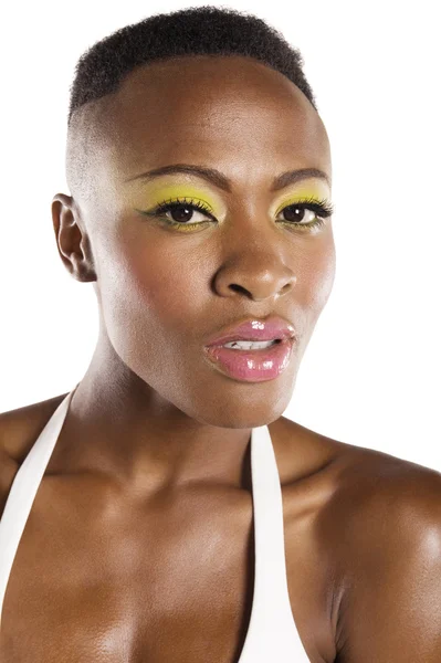 Close up of young African American woman in bikini — Stock Photo, Image