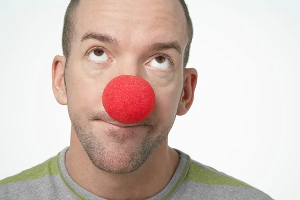 Man Wearing Clown Nose — Stock Photo, Image