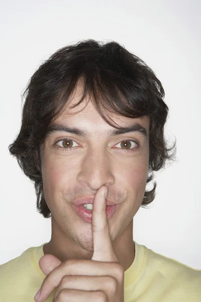 Man With Silence Gesture — Stock Photo, Image