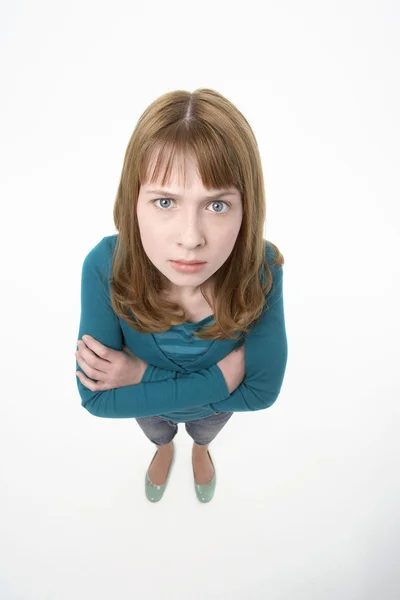 Angry Teenage Girl With Hands Folded — Stock Photo, Image