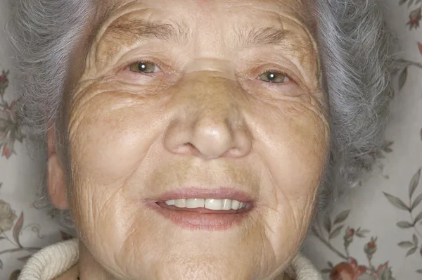 Extreme Closeup Of Senior Woman 's Face — стоковое фото