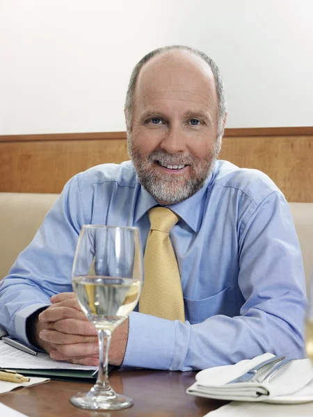 Happy Businessman At Restaurant — Stock Photo, Image