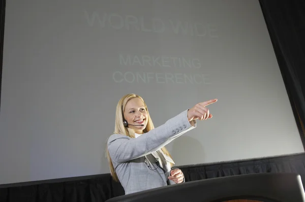 Young Businesswoman At Business Convention — Stock Photo, Image