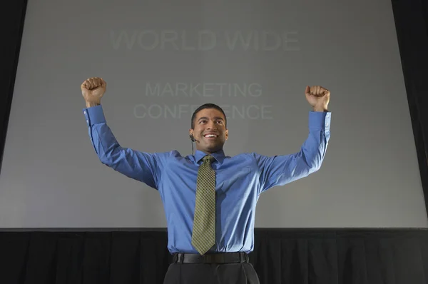 Excited Businessman In Conference Room — Stock Photo, Image