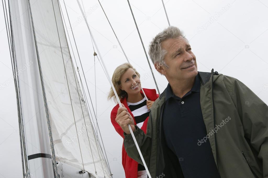 Caucasian Couple On Yacht