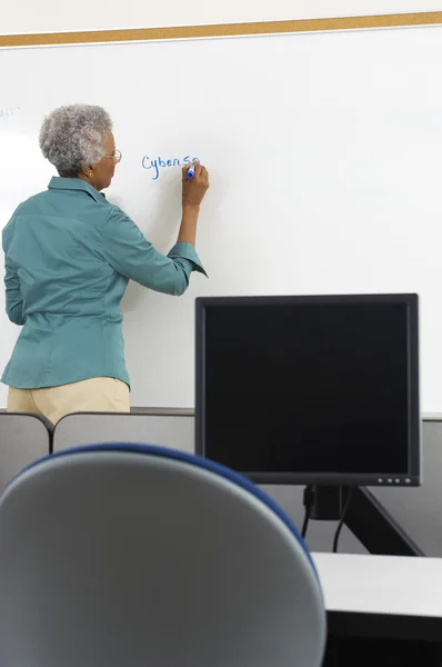 Lehrer schreibt auf Whiteboard — Stockfoto