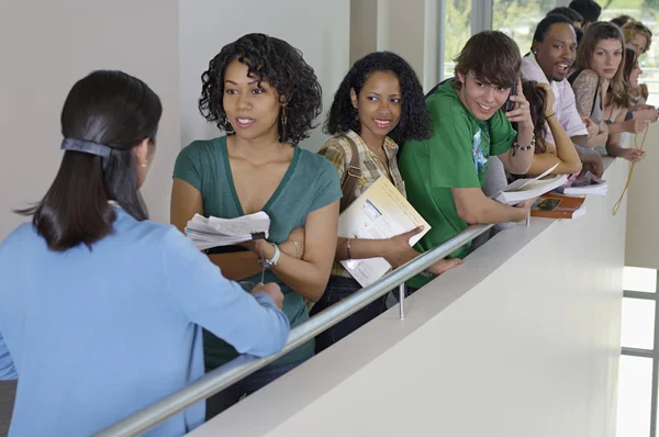 Teacher With Students At College Balcony — Stock Photo, Image
